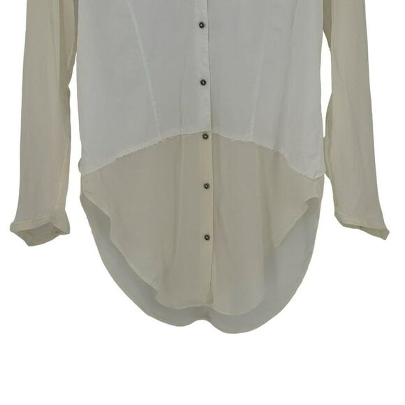 Helmut Lang Element Sheer Hem Shirt Cotton Silk White Ivory Women Small - Picture 6 of 13